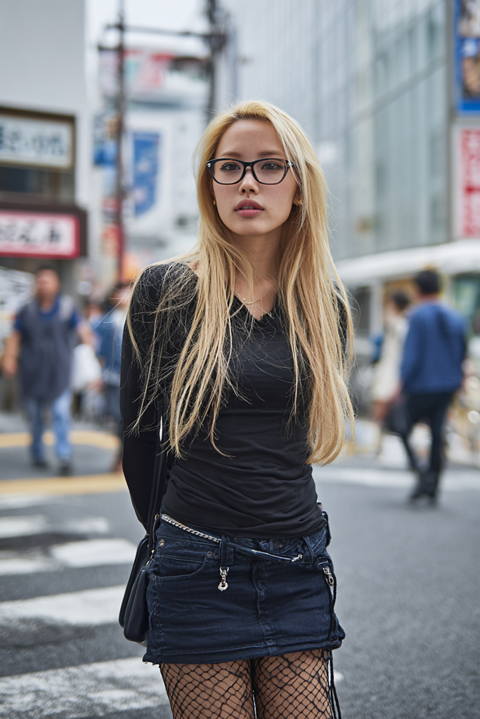 金髪メガネ女性