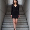 ニットワンピを着た女性