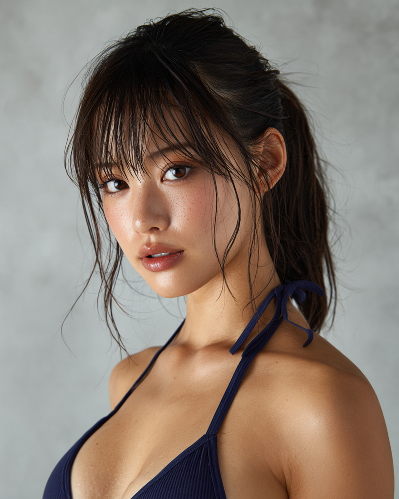 ポニーテールのビキニ女子