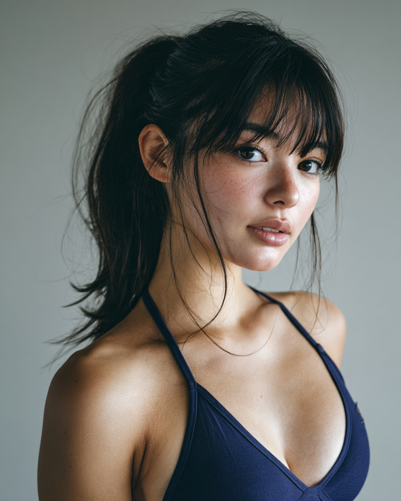 ポニーテールのビキニ女子