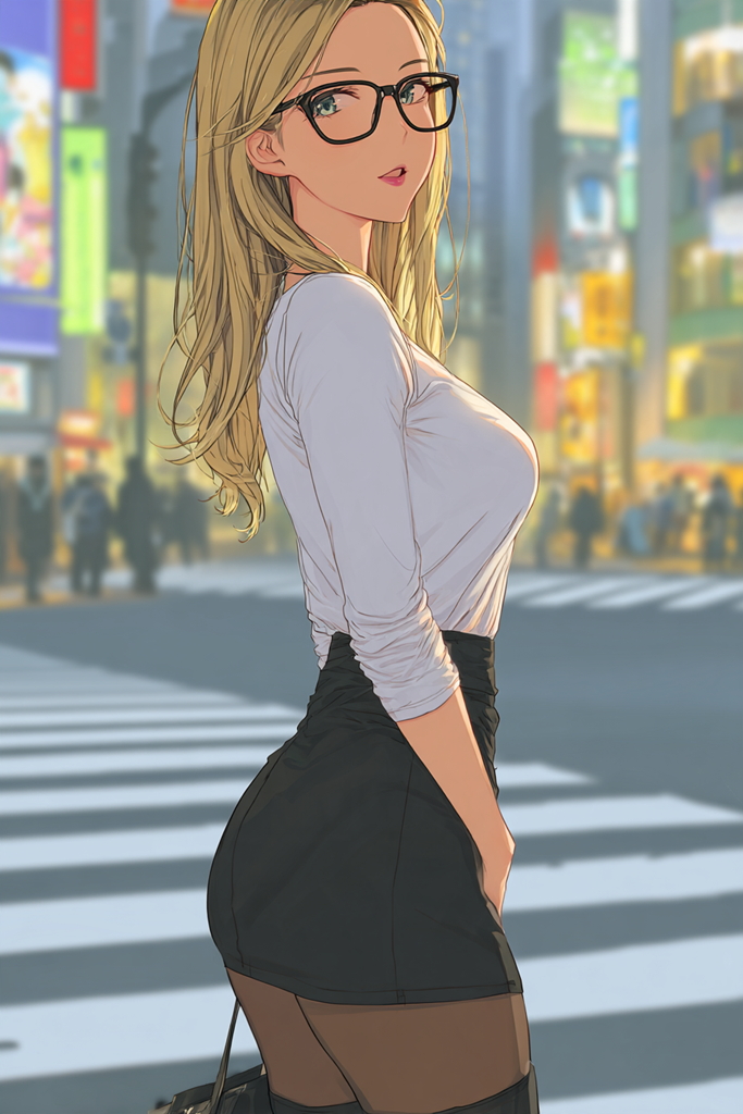 イラスト　メガネ美女