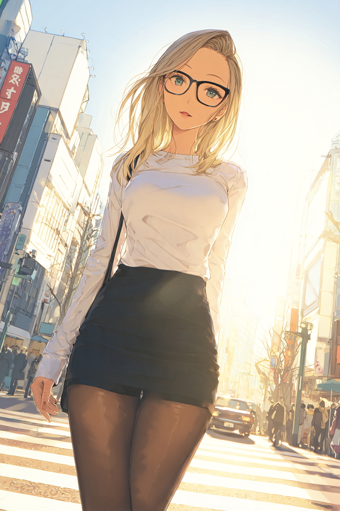 イラスト　メガネ美女
