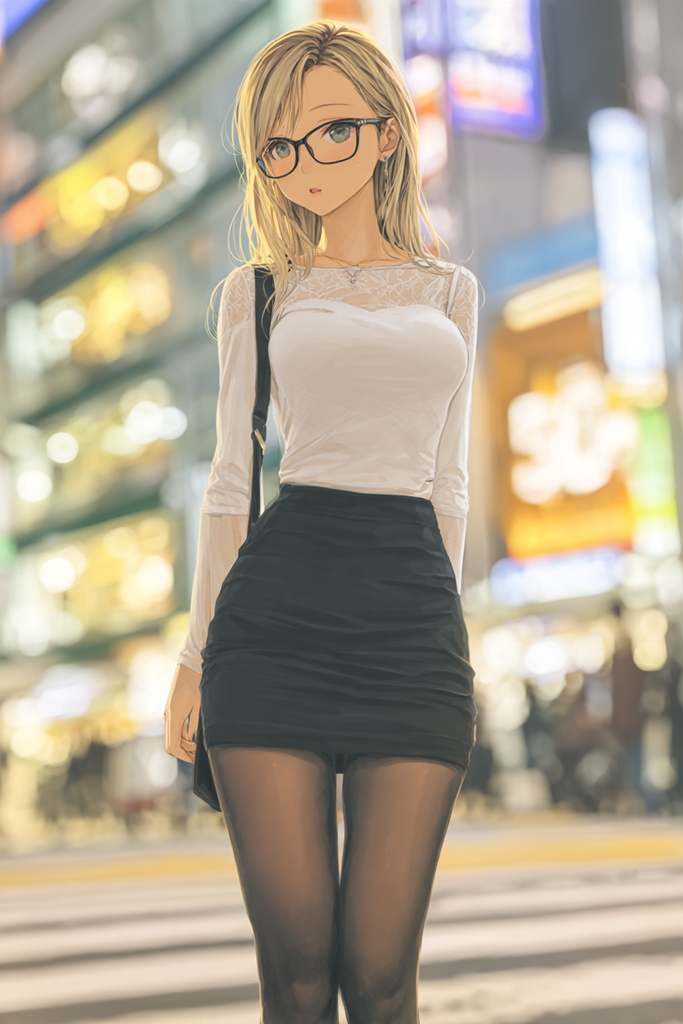 イラスト　メガネ美女