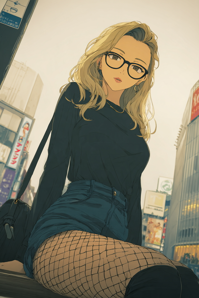 イラスト　メガネ美女