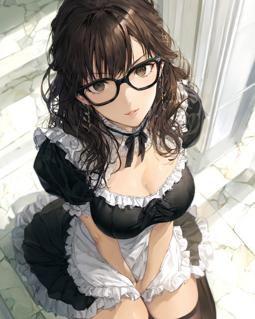 イラスト　メガネメイド