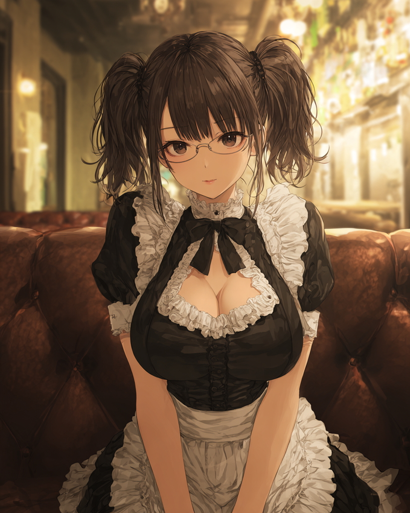 イラスト　メガネメイド
