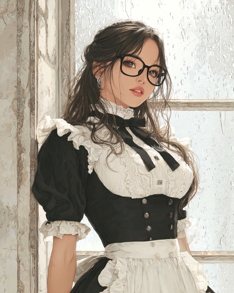 イラスト　メガネメイド