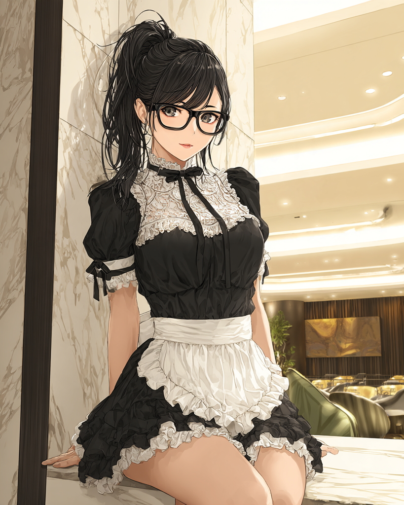 イラスト　メガネメイド