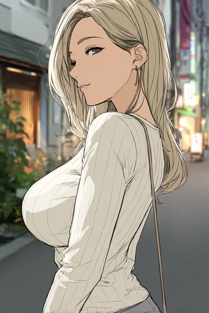 ニットの外国人美女