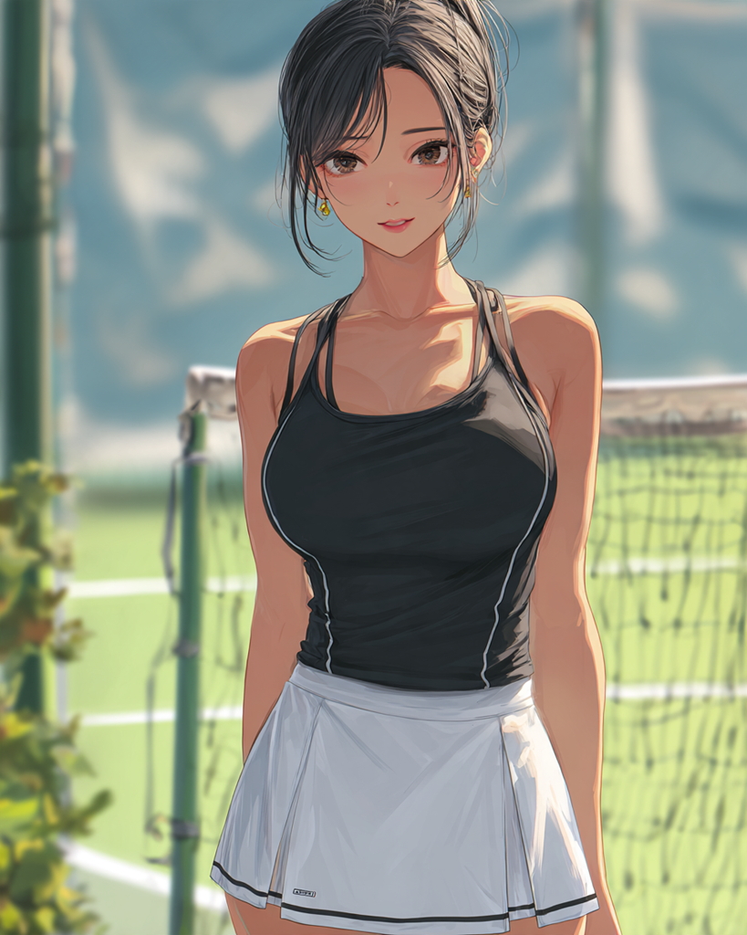 テニスウェアの美女