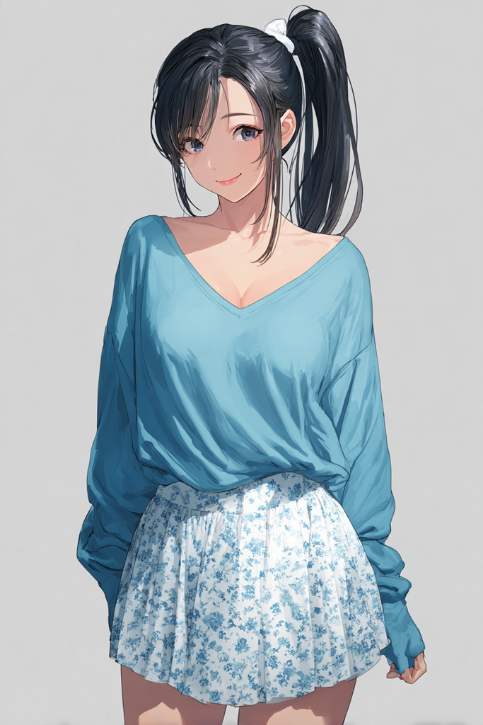 花柄ミニスカートの美少女