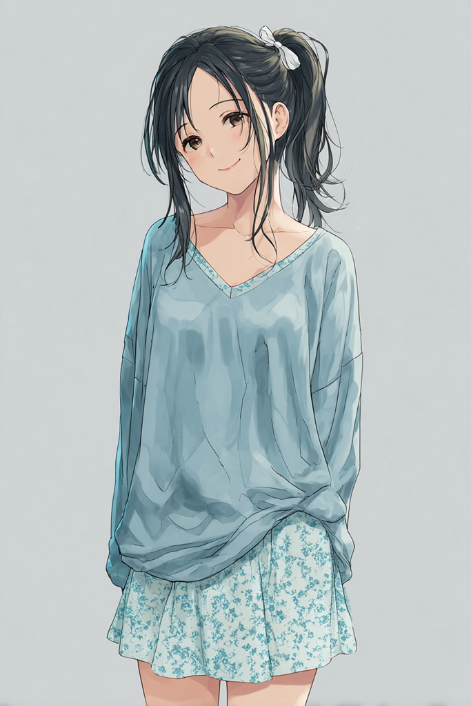 花柄ミニスカートの美少女