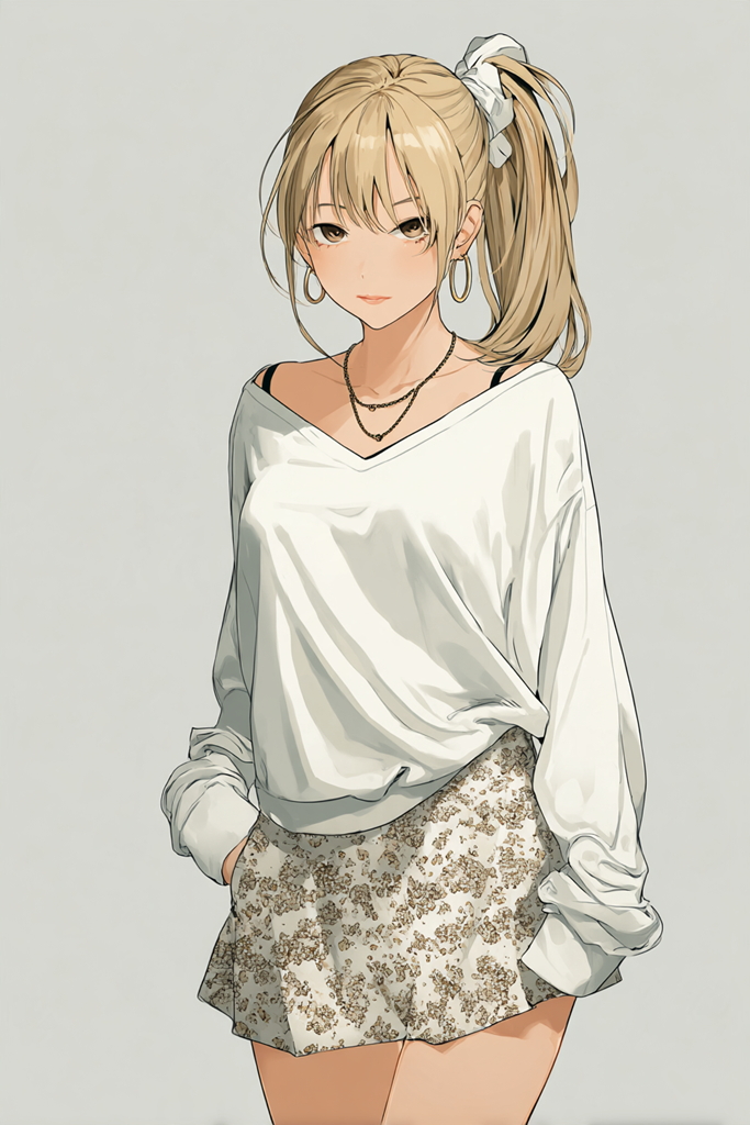花柄ミニスカートの美少女