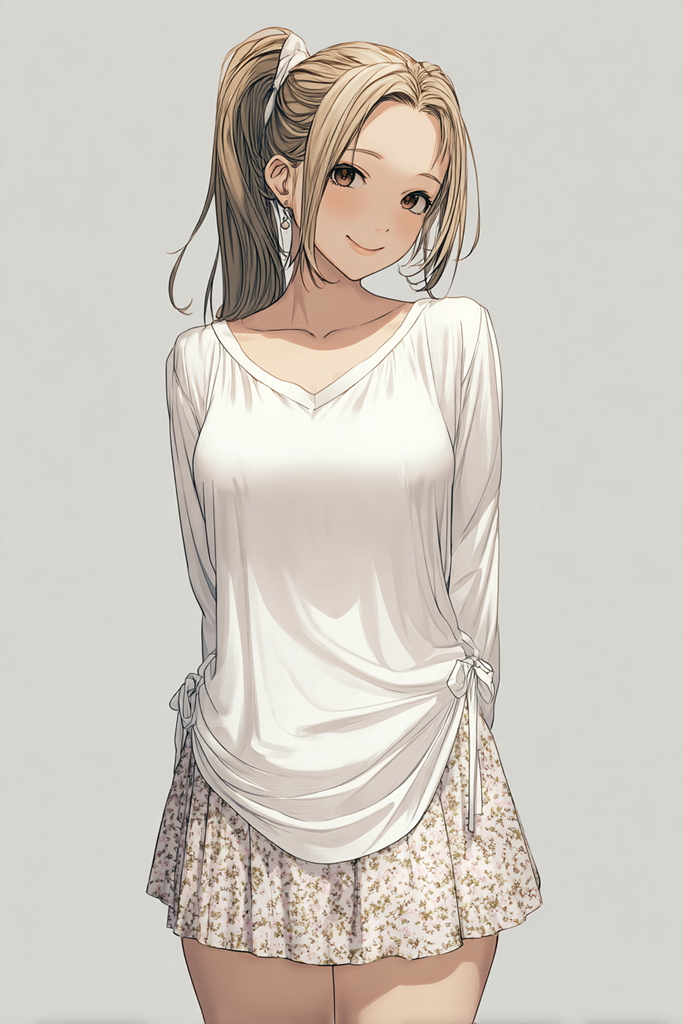 花柄ミニスカートの美少女